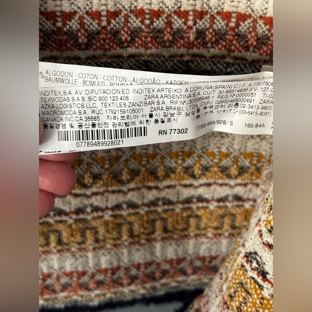 ZARA TRF Cropped Tweed Jacket Multicolor Open Front Cotton Blend Small - Picture 9 of 12